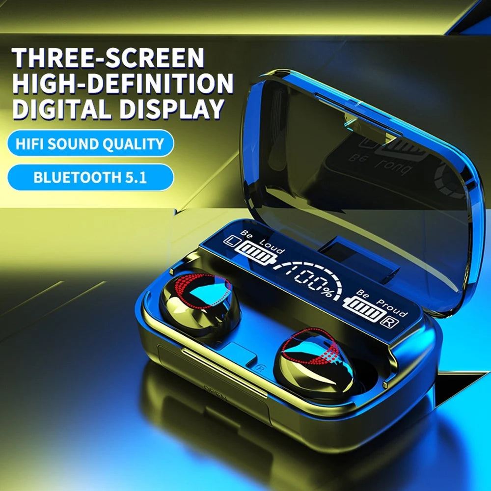 M10 TWS Wireless In Ear Earphone Touch Bluetooth Earplugs in The Ear Stereo Sport Headsets New Upgraded 5.1 Chip Noise Reduction Headphones with Digital Display Black