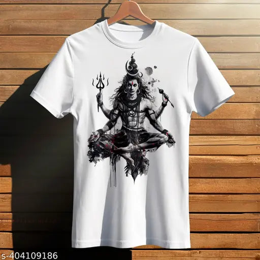 Shiva Bholenath white color Graphic printed mahadev bhagwan tshirt for men